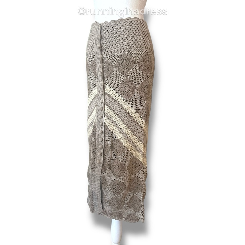 NWT Free People Touch The Sun Crochet Midi Skirt Size Small In Color Neutral - Picture 4 of 13